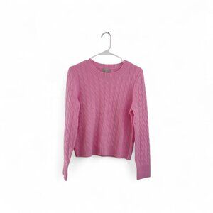 J. Crew Cashmere Cable Knit Sweater Soft Pink Small Classic Preppy Coastal Cozy